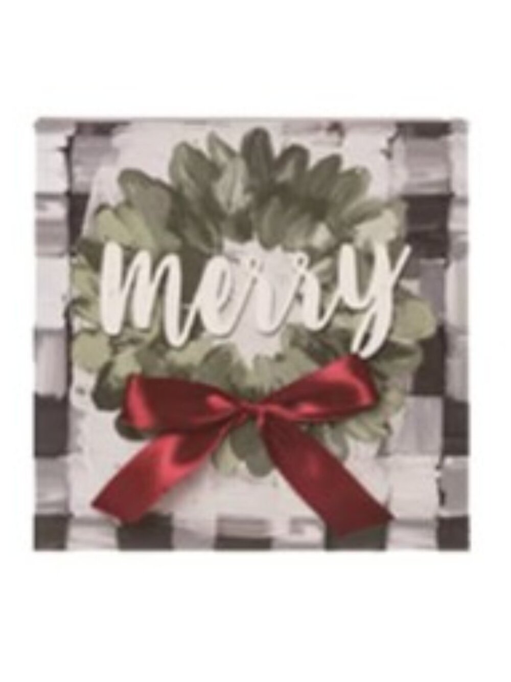 Buffalo Plaid Holiday Block Decor - Merry